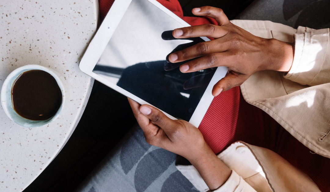 Nursing using hand held tablet